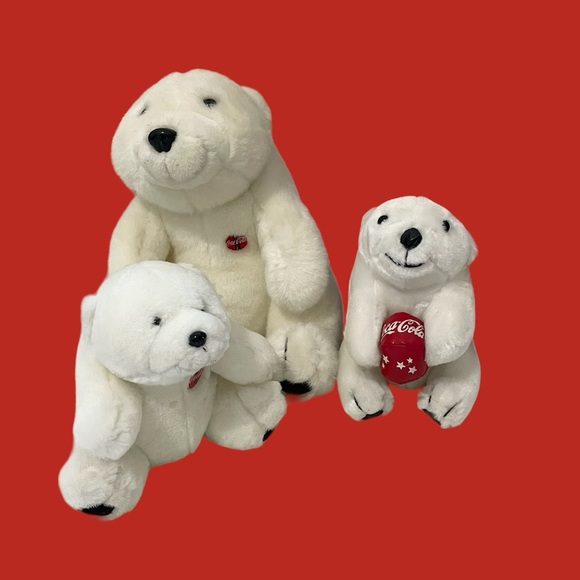 VTG 90s Coca Cola white polar bears stuffed animals - Picture 5 of 12